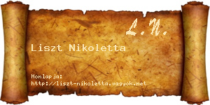 Liszt Nikoletta névjegykártya